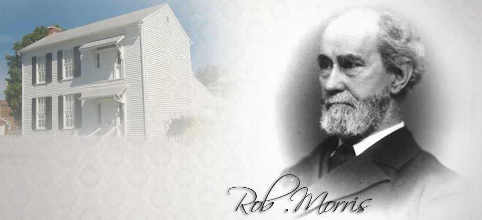 Historical portrait of Dr. Rob Morris and an Eastern Star landmark